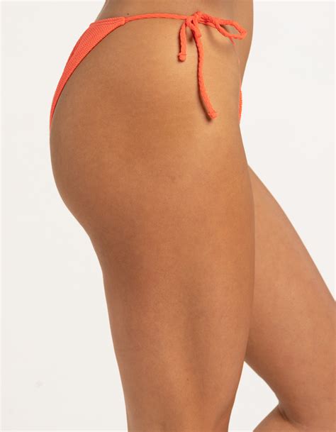 Damsel Textured High Leg Tie Side Bikini Bottoms Coral Tillys