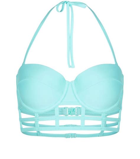 NEW LOOK Light Blue Caged Bikini Top 36C BNWT On EBid United Kingdom