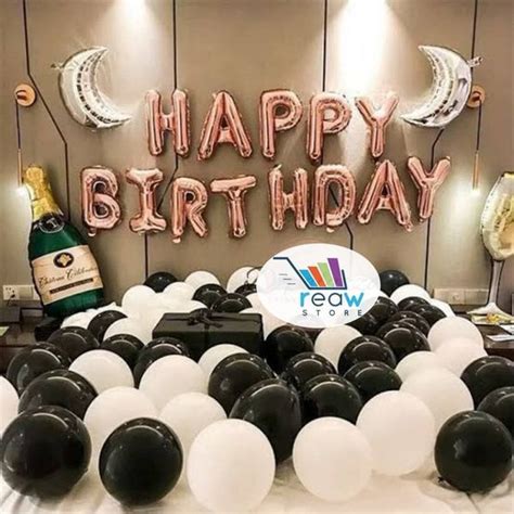 Jual Paket Dekorasi Balon Ulang Tahun Happy Birthday Tema Hitam Di