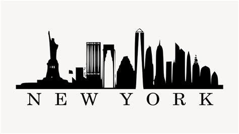 New York Skyline Black And White Clip Art