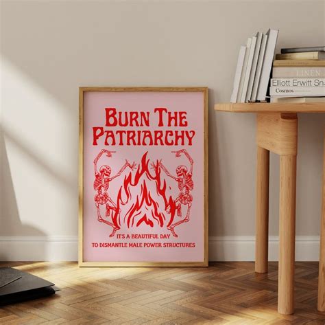 Burn The Patriarchy Print Feminist Art Witchy Feminism Poster Skeleton