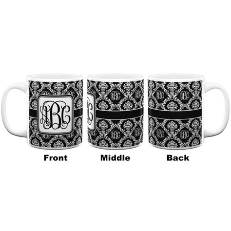 Custom Monogrammed Damask 11 Oz Coffee Mug White Youcustomizeit