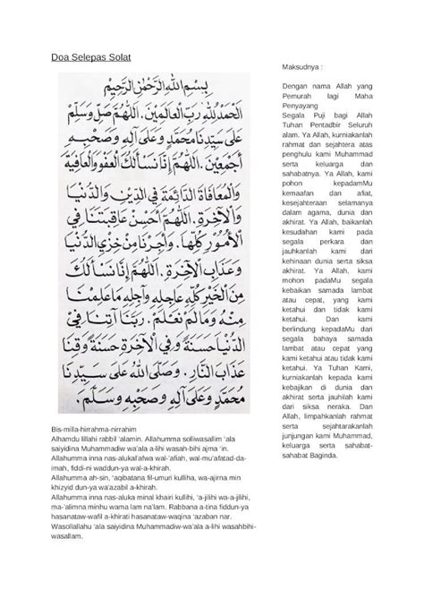 DOCX Doa Selepas Solat DOKUMEN TIPS