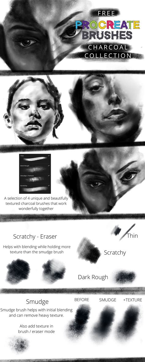 Charcoal Brushes FREE Procreate CrayonArcade