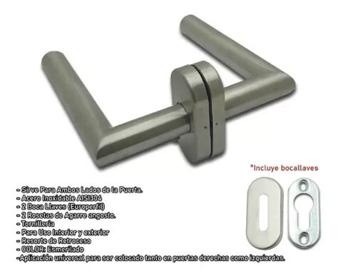 Manija Recta Acero Inox Doblebalanc N Batiente Ang Bronzen