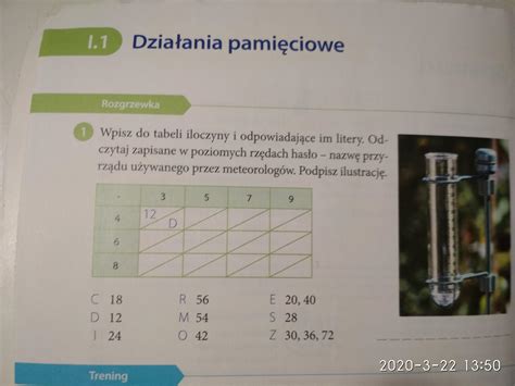 Wpisz do tabeli iloczyny i odpowiadające im litery odczytaj zapisane