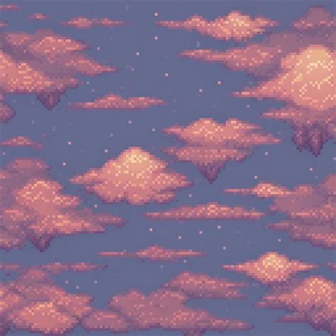 Pixel Art Night Sky With Fluffy Clouds Perfect For Stargazing Premium