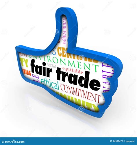 Fair Trade Blue Thumbs Up Words Responsible Business Approval Li Stock ...