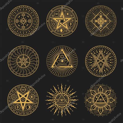 Signos Ocultistas Ocultismo Alquimia Y Astrología Vector Religión