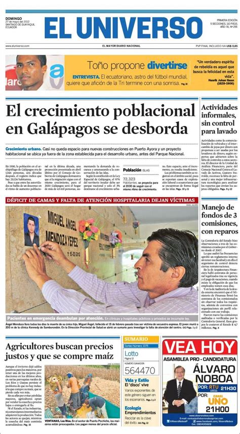 Periódico El Universo Ecuador Ecuador Periódicos De Ecuador