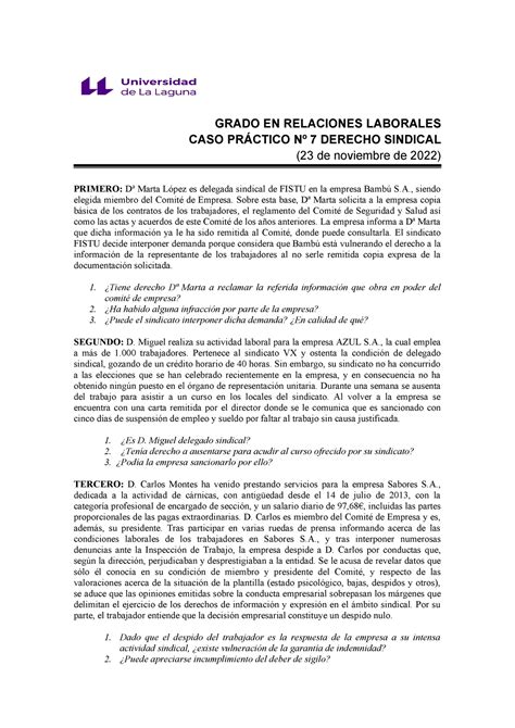 Caso Pr Ctico Profesora Gloria Rojas Grado En Relaciones