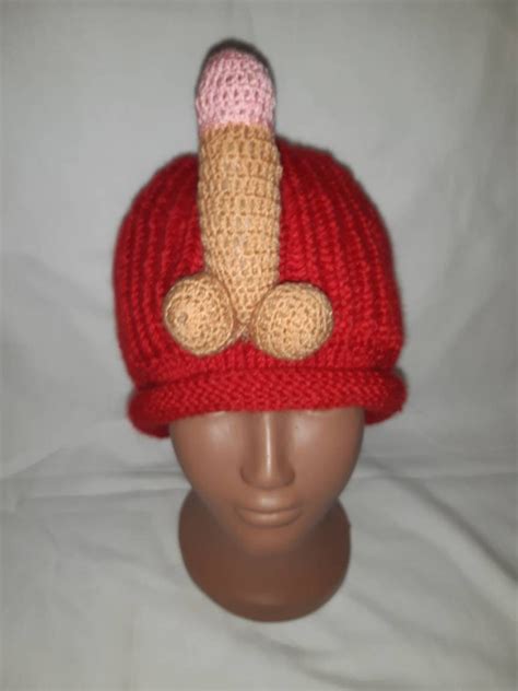 Crochet Penis Vagina Hat Sexy T Bachelor Groom Knitted Etsy