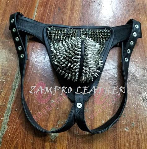 Real Leather Mens Jockstrap With Studs Gay Leather Thong Slip Underwear Sexy Underwear Mature