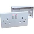 Double Wall Socket Back Box Pattress Twin 2 Gang Switched Plug