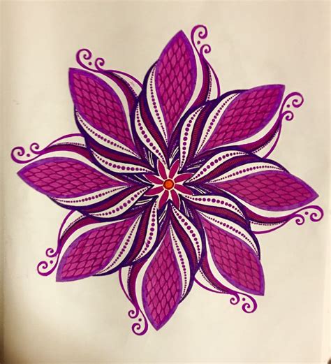 Mandala Flower Colored With Gel Pens By Judy Soto Flower Mandala