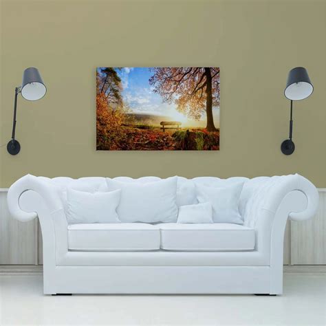 Bricoflor Herbst Bild X Cm Romantisches Wandbild Mit Herbstwald Auf