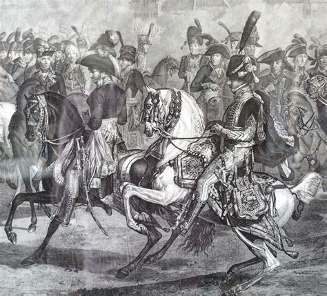 Revue du Général Bonaparte aux Tuileries grande gravure XIXe siècle