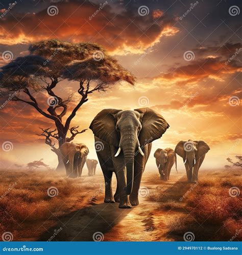 Elephants In Serengeti National Park Tanzania Made With Generative Ai