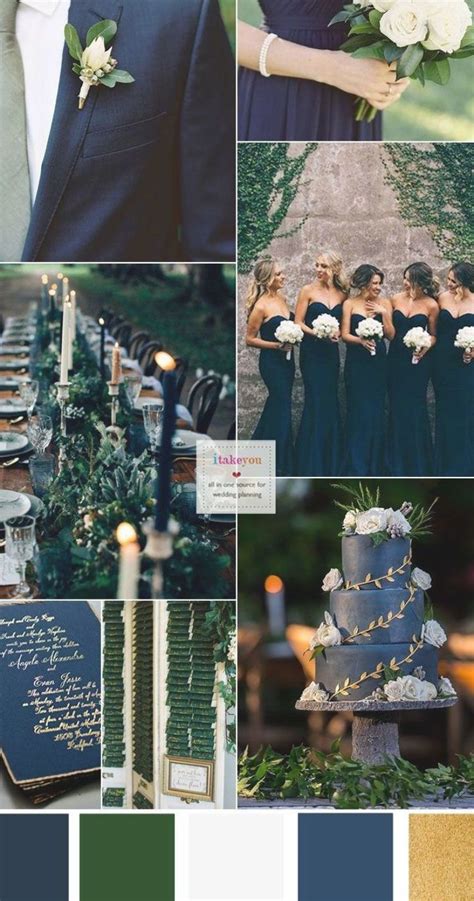 Navy Blue Wedding Theme Green Gold Weddings Green Themed Wedding