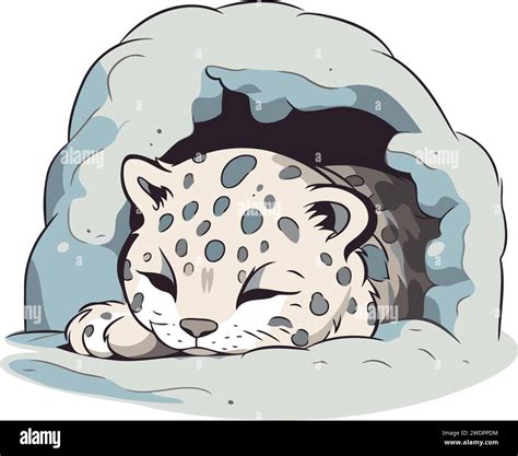 Lindo Leopardo De Dibujos Animados Durmiendo En Una Cueva Ilustraci N