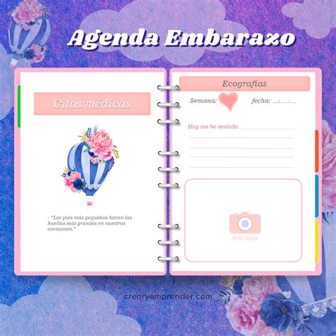 Agenda De Embarazo Globo Aerostático Crear Y Emprender