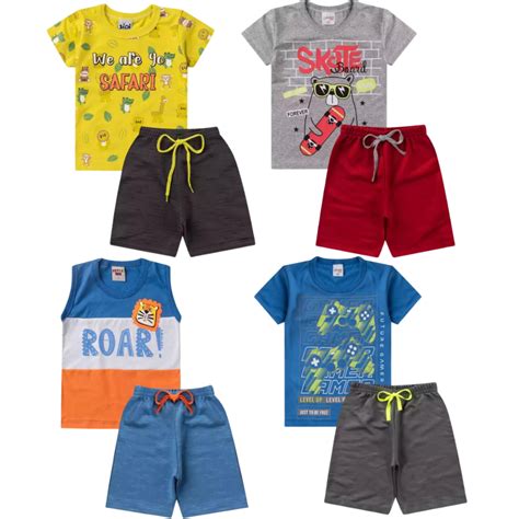 Kit Sortido Pe As De Roupas Infantil Menino Masculino Camisetas