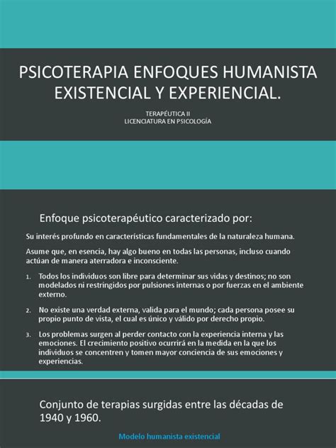 Psicoterapia Enfoques Humanista Existencial Y Experiencial Pdf