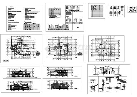 某二层框架结构新农村住宅别墅设计cad全套建施图（ 含设计说明）居住建筑土木在线