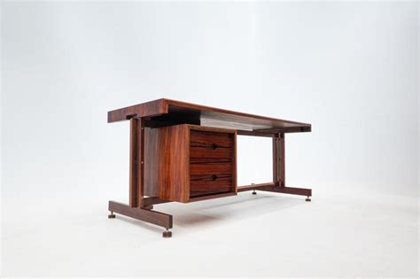 Mid Century Modern Wooden Desk With Floating Drawers