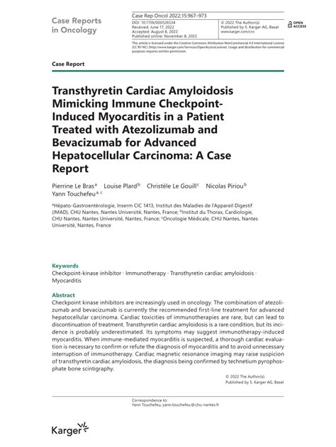 Pdf Transthyretin Cardiac Amyloidosis Mimicking Immune Checkpoint