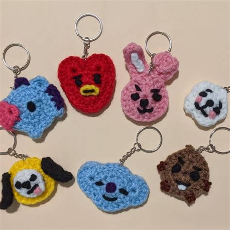 Crochet Bts Keychain Etsy