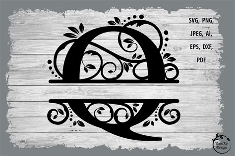 Monogram letter Q. Split monogram letter q SVG, DXF, PNG By LusiKo ...