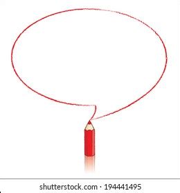 Red Pencil Reflection Drawing Oval Speech Stock Vector Royalty Free