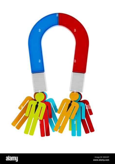 People Magnet Attracting Multi Colored People Shapes Stock Photo Alamy