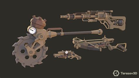 Steampunk Weapons Low Poly Pack 3d Model By Tarasov3d