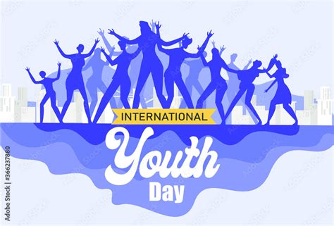 International Youth Day Vector Concept Silhouettes Of People Dancing