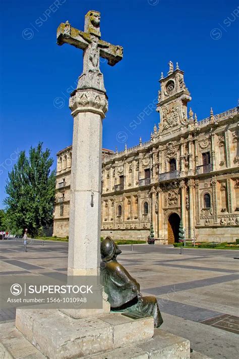 Monument To The Pilgrims And Parador San Marcos Hotel A Former