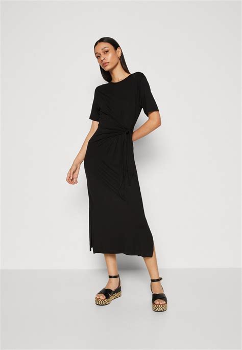 Tommy Hilfiger Knot Midi Robe En Jersey Black Noir Zalando Be