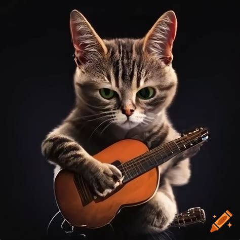 Cat Playing Guitar On Craiyon