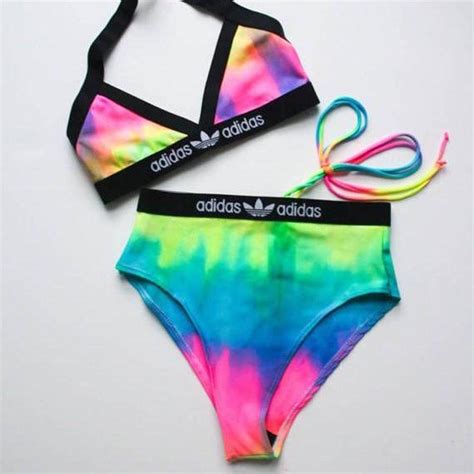 Adidas Rainbow Bikini Festival Bikini Vintage Depop