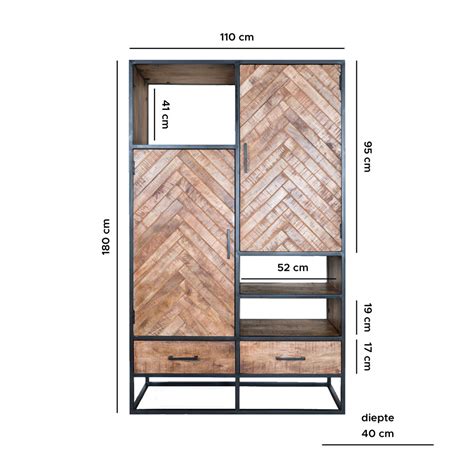 Kast Roan Visgraat Bruin Mangohout 180 X 110 Cm Home67