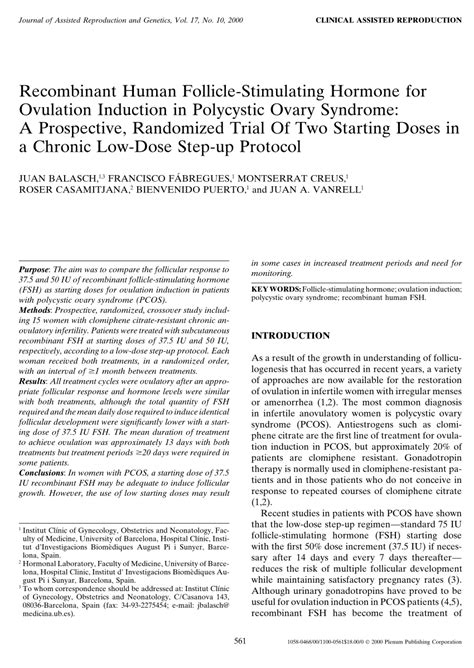 Pdf Recombinant Human Follicle Stimulating Hormone For Ovulation