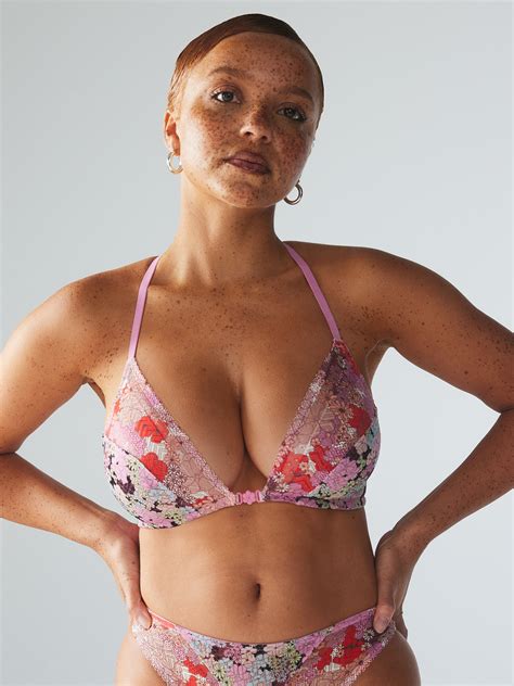 Penthouse Sweet Lace Triangle Bralette In Multi Pink Purple