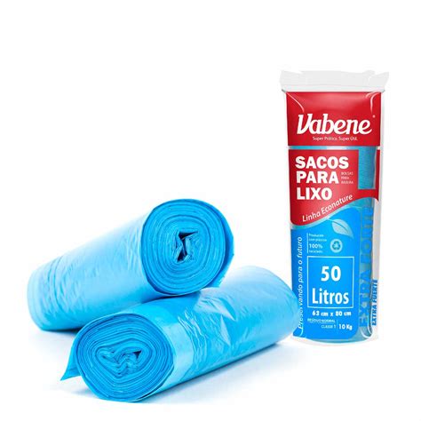 Saco De Lixo Extra Forte Azul Vabene 50 Litros Rolo 15und