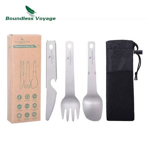 Туристические столовые предметы из титана Boundless Voyage 4в1 (ложка ...