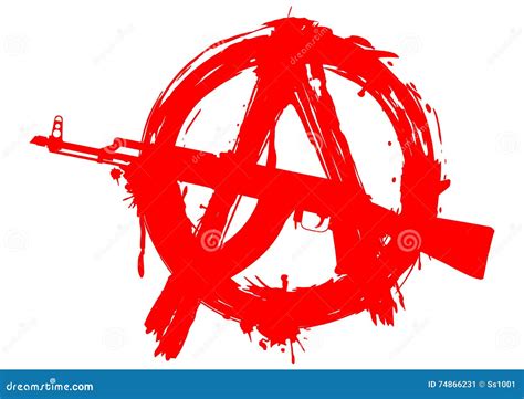 Machine Gun Anarchy Anarchy Anarchist Symbol Black Red On A White