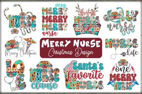 Merry Nurse Christmas Sublimation Bundle Graphic By Aspirefhd · Creative Fabrica