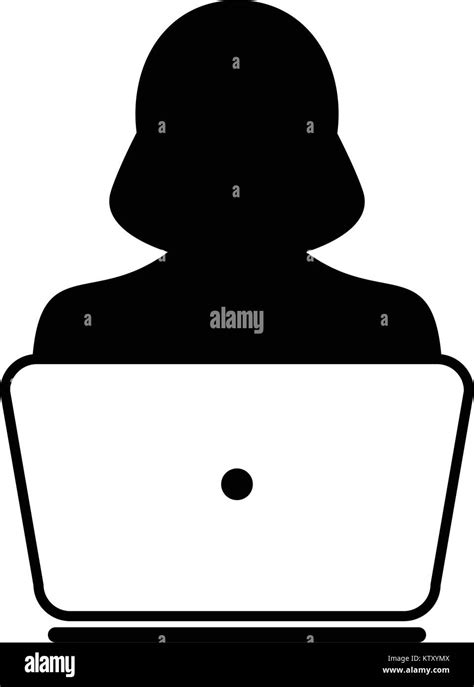 user icon vector  laptop computer female person profile avatar