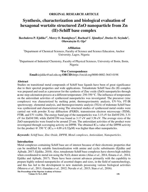 Pdf Synthesis Characterization And Biological Evaluation Of