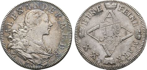 Brandenburg Ansbach 1 2 Taler 1760 Schwabach Christian Friedrich Karl